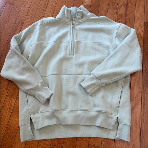 Offline Tops - Light Green Offline by Aerie Quarter Zip Sweatshirt